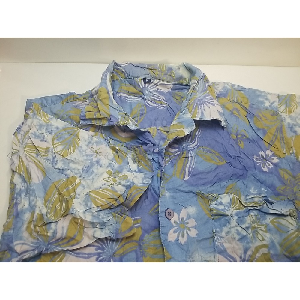 Unbranded Mens Short Sleeve Button Up Hawaiian Shirt Blue Floral Size Small S